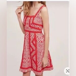 Maeve Anthropologie red Emma bandana swing  tank mini dress womens sz 2 flirty